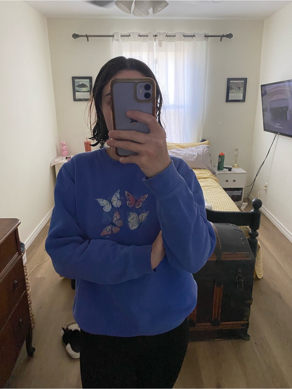 Northern Reflections Blue Butterfly Crewneck Sweatshirt - Picture 2 of 4